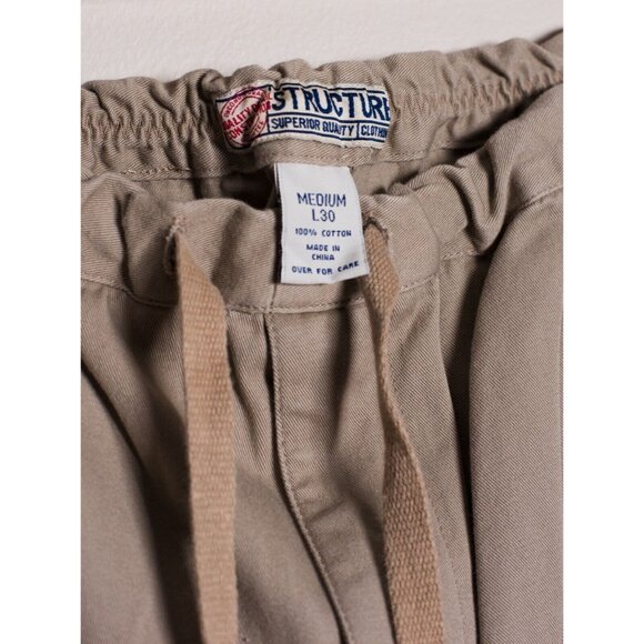 Deadstock Vintage Y2k Structure Mens Medium Wide Leg Cargo Pants Beige - Picture 4 of 8